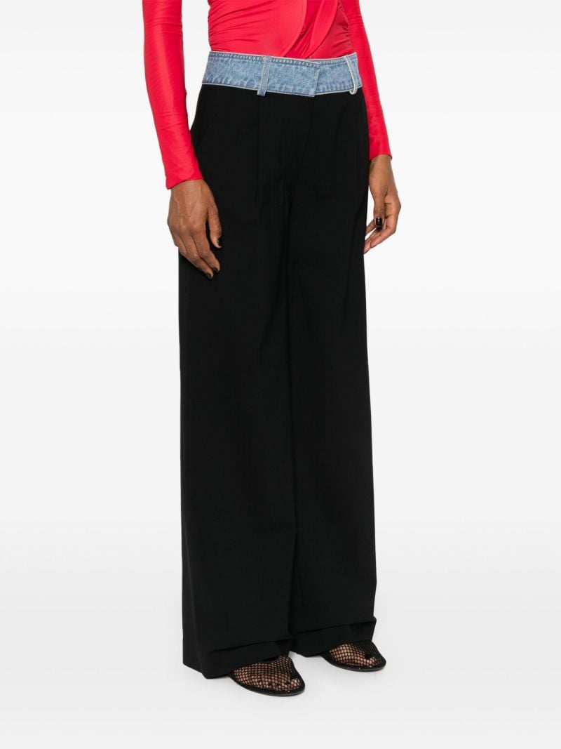 Black Deconstructed Wool Palazzo Pants