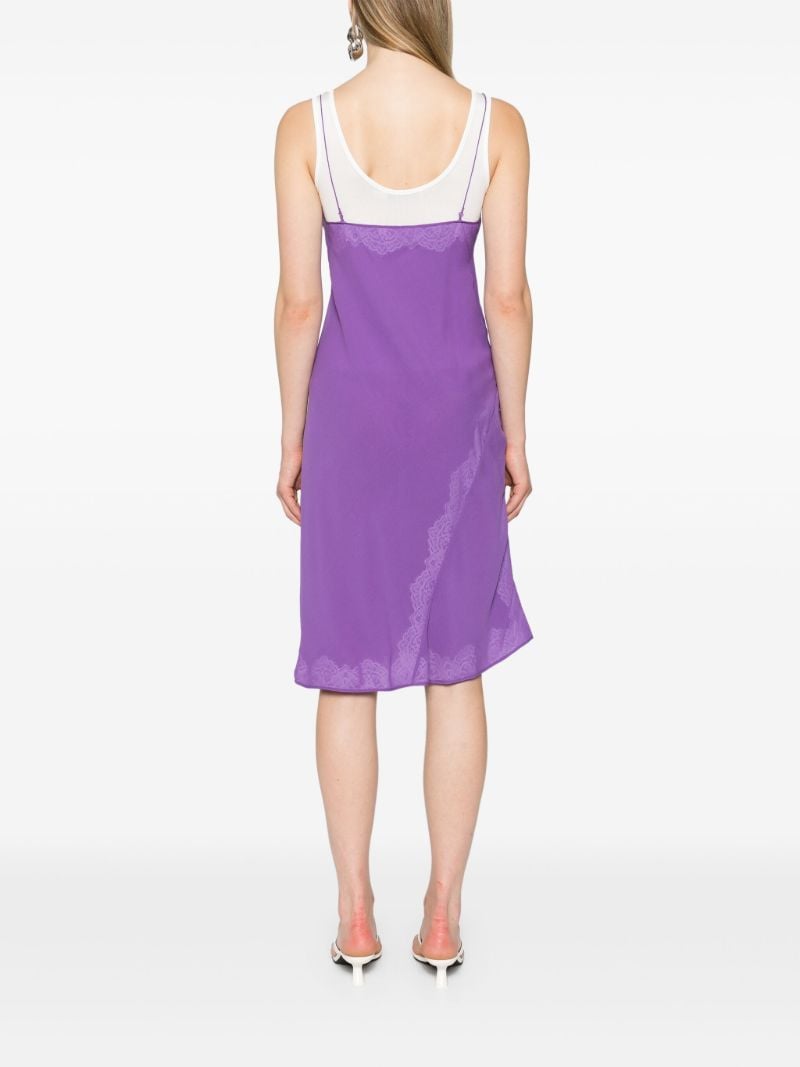 Purple Encased Lace Cami Silk Dress