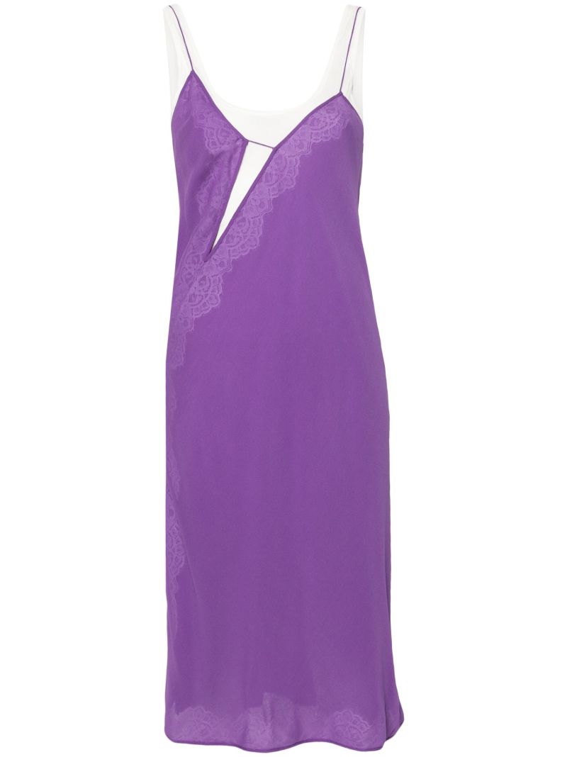 Purple Encased Lace Cami Silk Dress