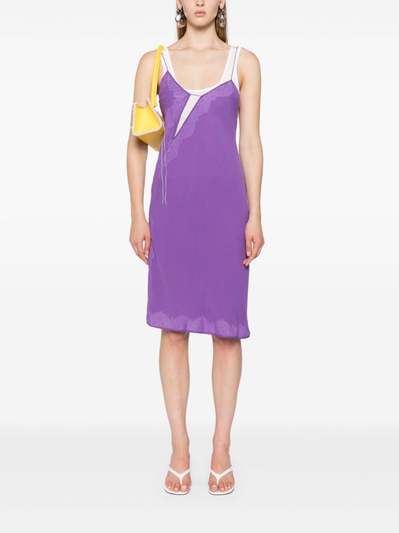 Purple Encased Lace Cami Silk Dress