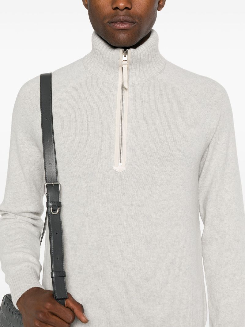 Grey Zip-up Wool Sweater