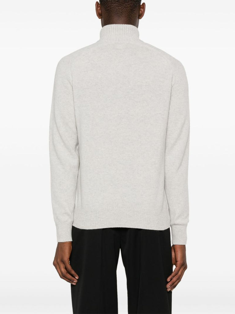 Grey Zip-up Wool Sweater