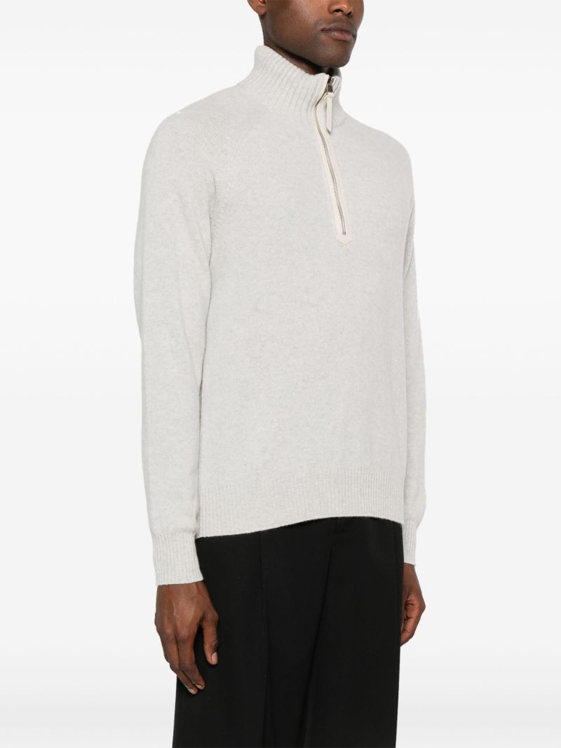 Grey Zip-up Wool Sweater