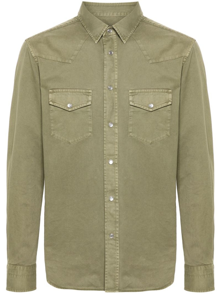 Green Long-sleeve Twill Shirt