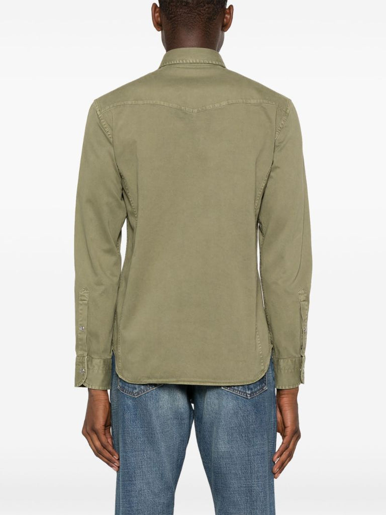 Green Long-sleeve Twill Shirt