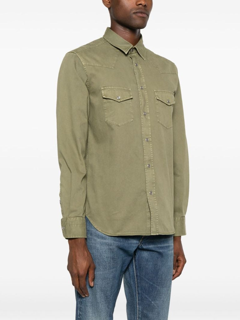 Green Long-sleeve Twill Shirt