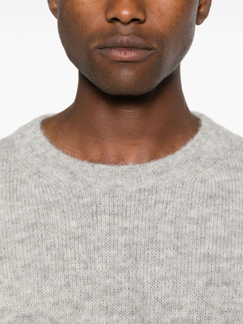 Grey Crew-neck Alpaca Wool Sweater