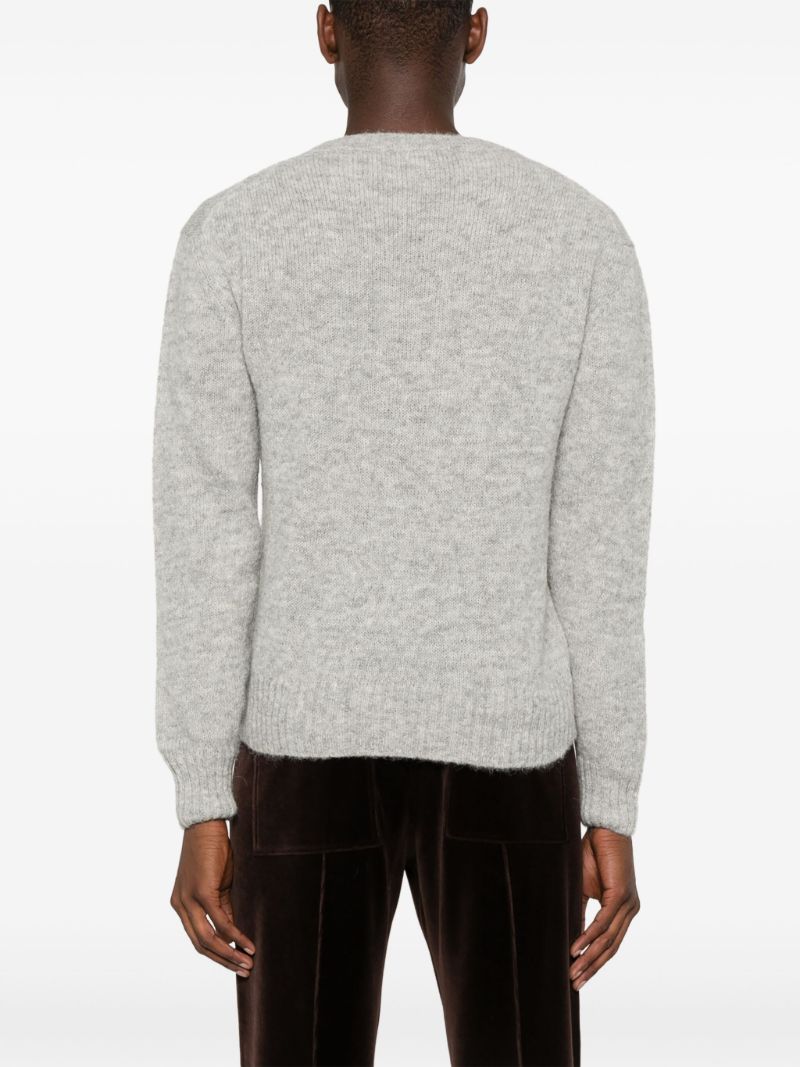 Grey Crew-neck Alpaca Wool Sweater