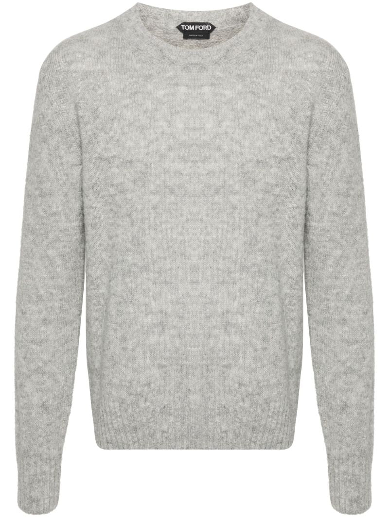 Grey Crew-neck Alpaca Wool Sweater
