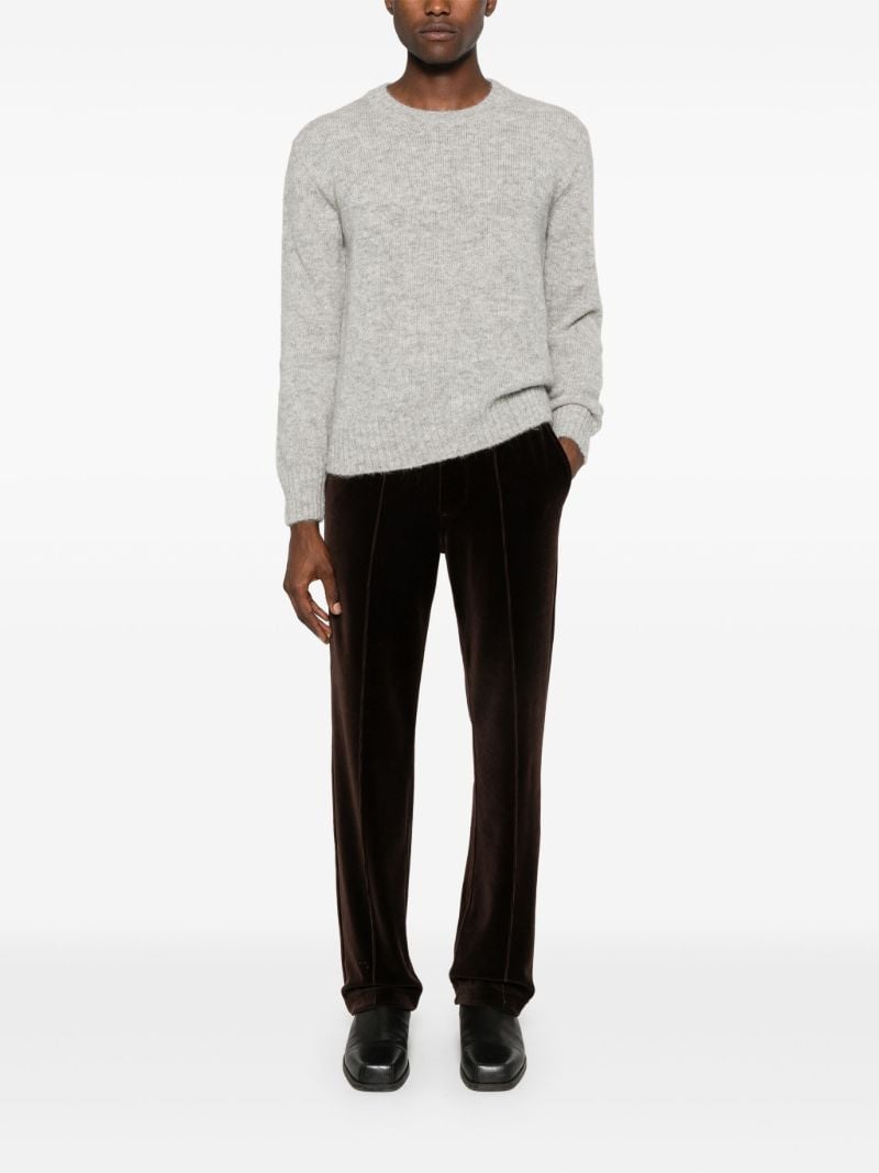 Grey Crew-neck Alpaca Wool Sweater