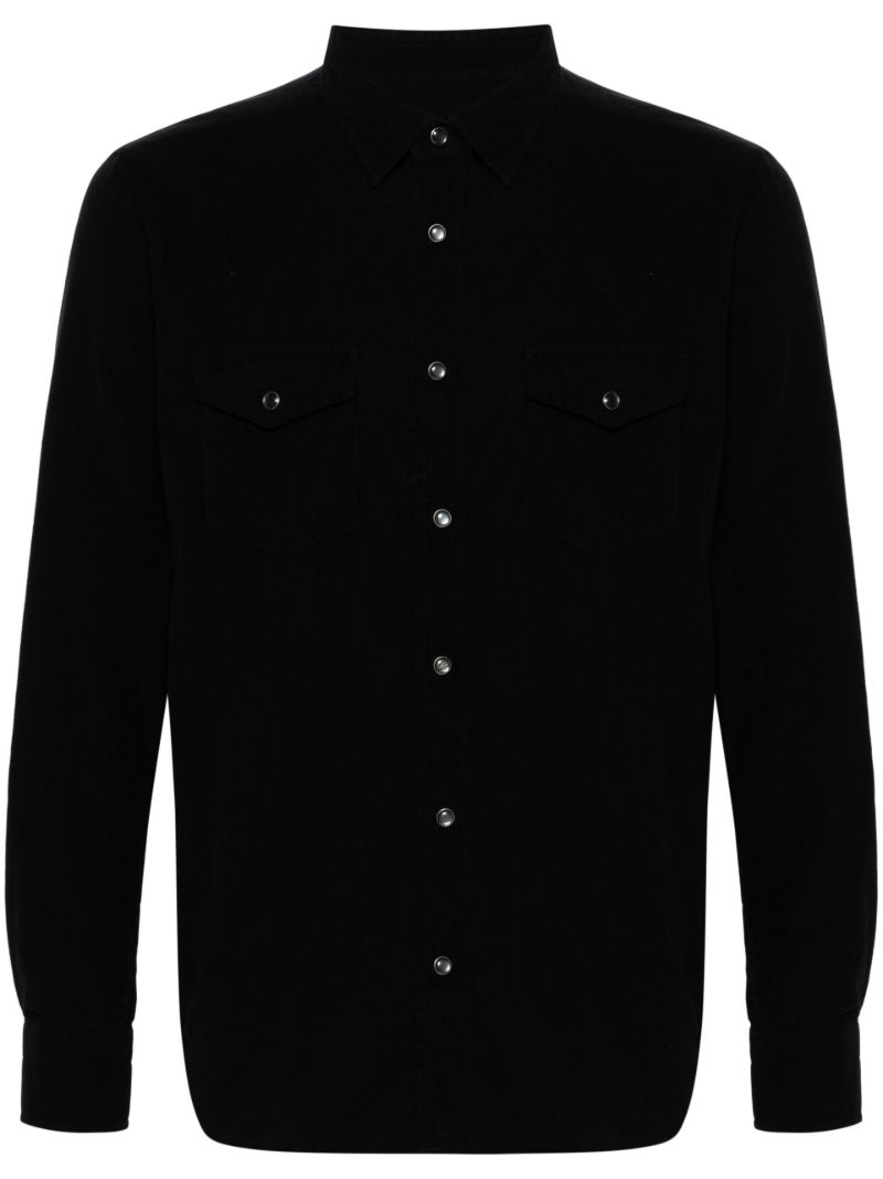 Black Corduroy Long-sleeve Cotton Shirt