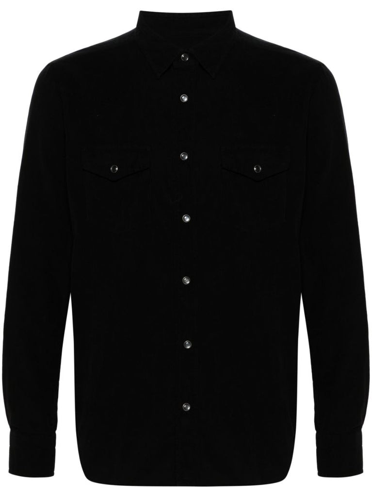 Black Corduroy Long-sleeve Cotton Shirt