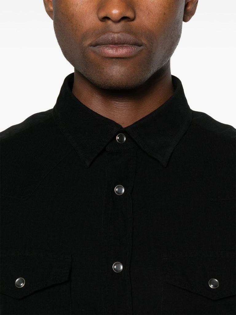 Black Corduroy Long-sleeve Cotton Shirt