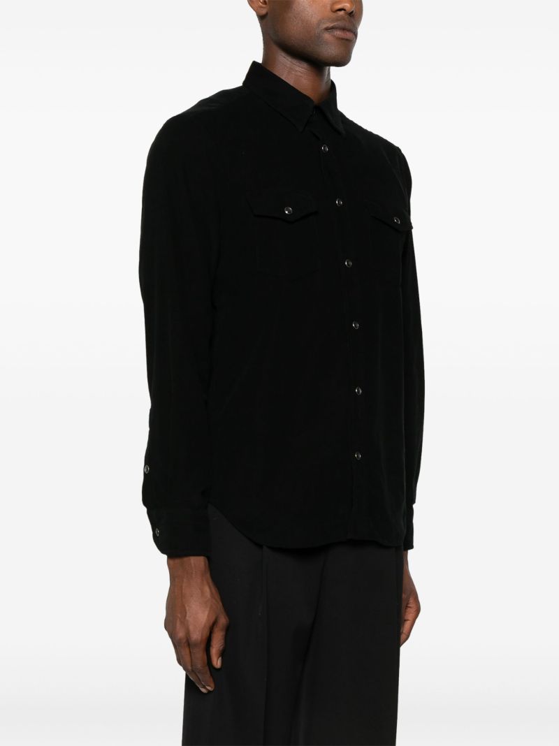 Black Corduroy Long-sleeve Cotton Shirt