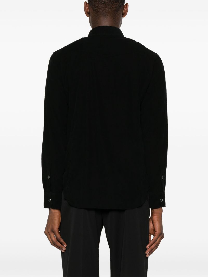 Black Corduroy Long-sleeve Cotton Shirt