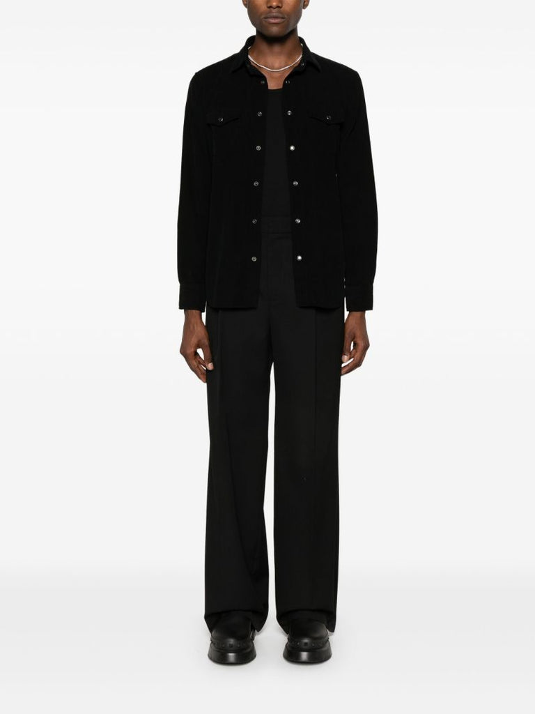 Black Corduroy Long-sleeve Cotton Shirt