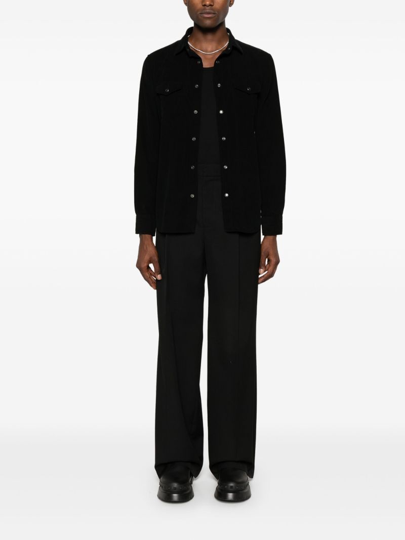 Black Corduroy Long-sleeve Cotton Shirt