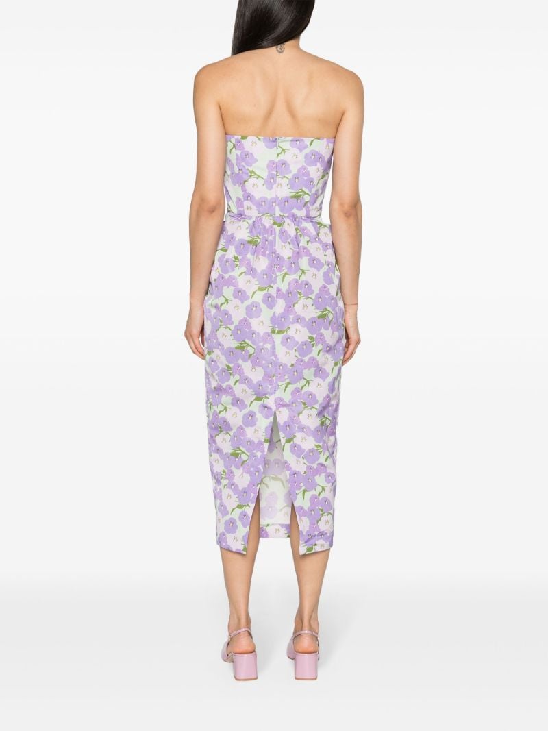 Violet Purple Floral Strapless Dress