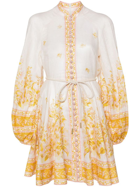 White Golden Mini Dress