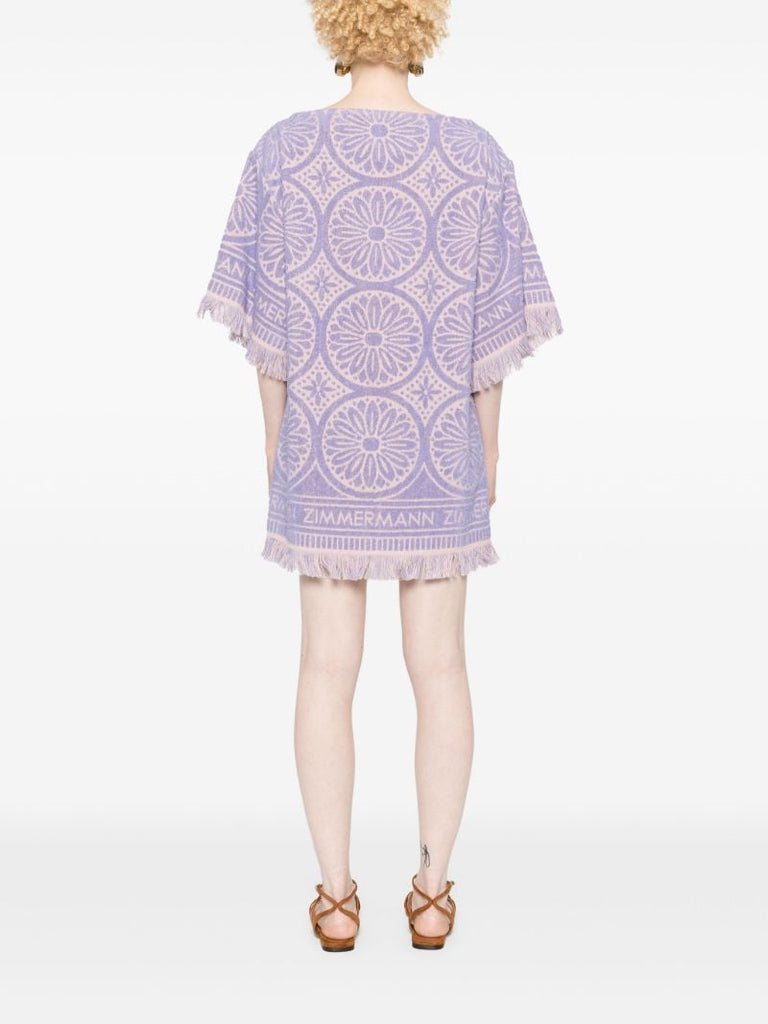 Pink Floral-jacquard Towel Dress