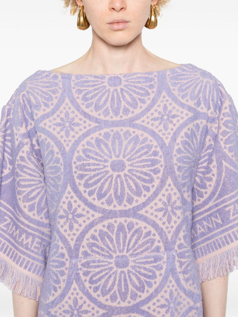 Pink Floral-jacquard Towel Dress