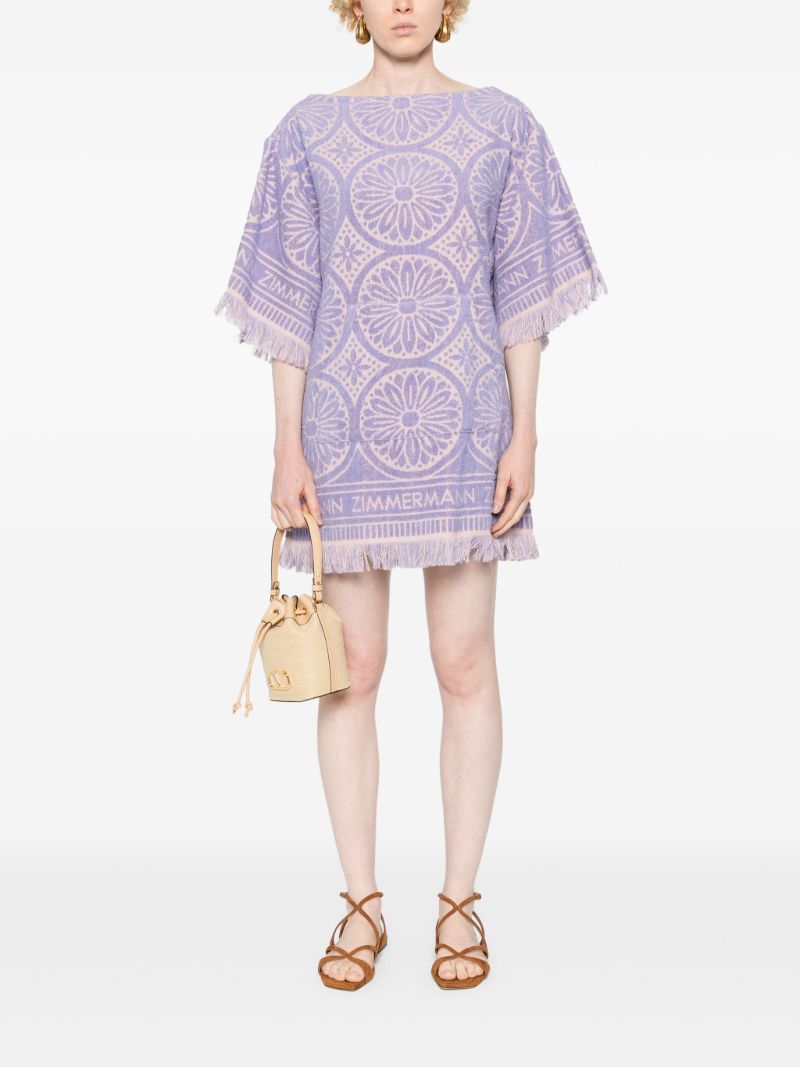 Pink Floral-jacquard Towel Dress
