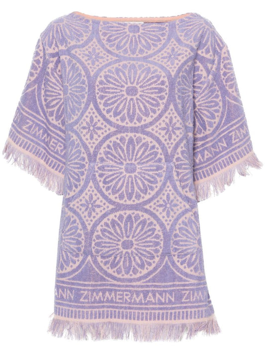 Pink Floral-jacquard Towel Dress