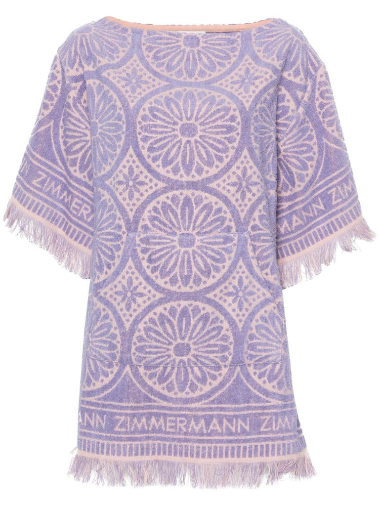 Pink Floral-jacquard Towel Dress