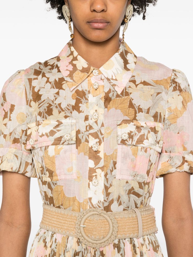 Neutral Pop Pleated Shirt Dress
