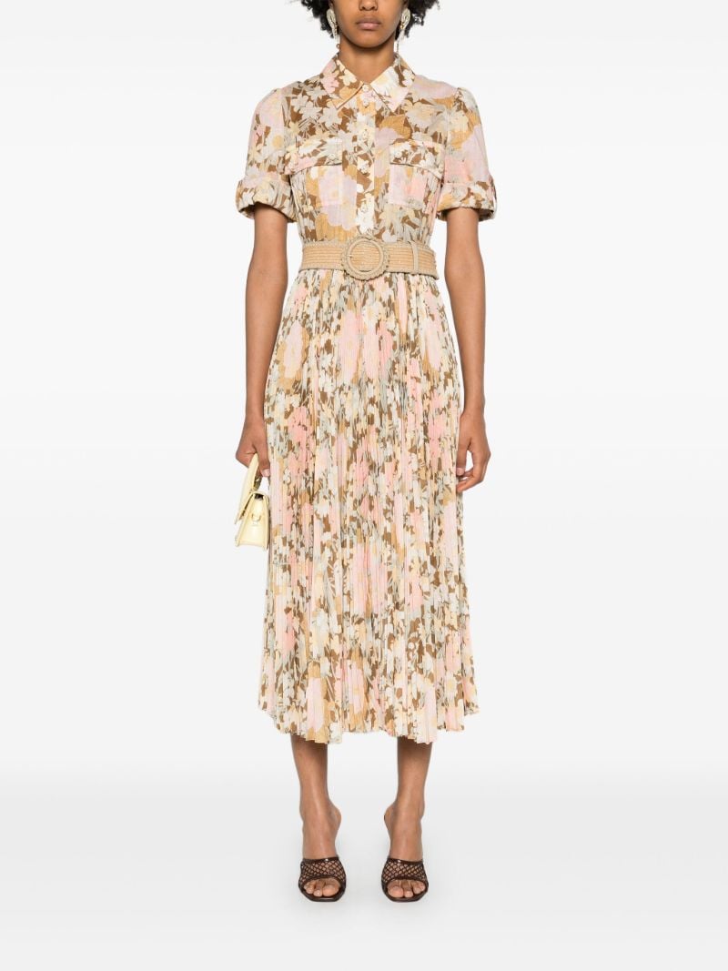 Neutral Pop Pleated Shirt Dress