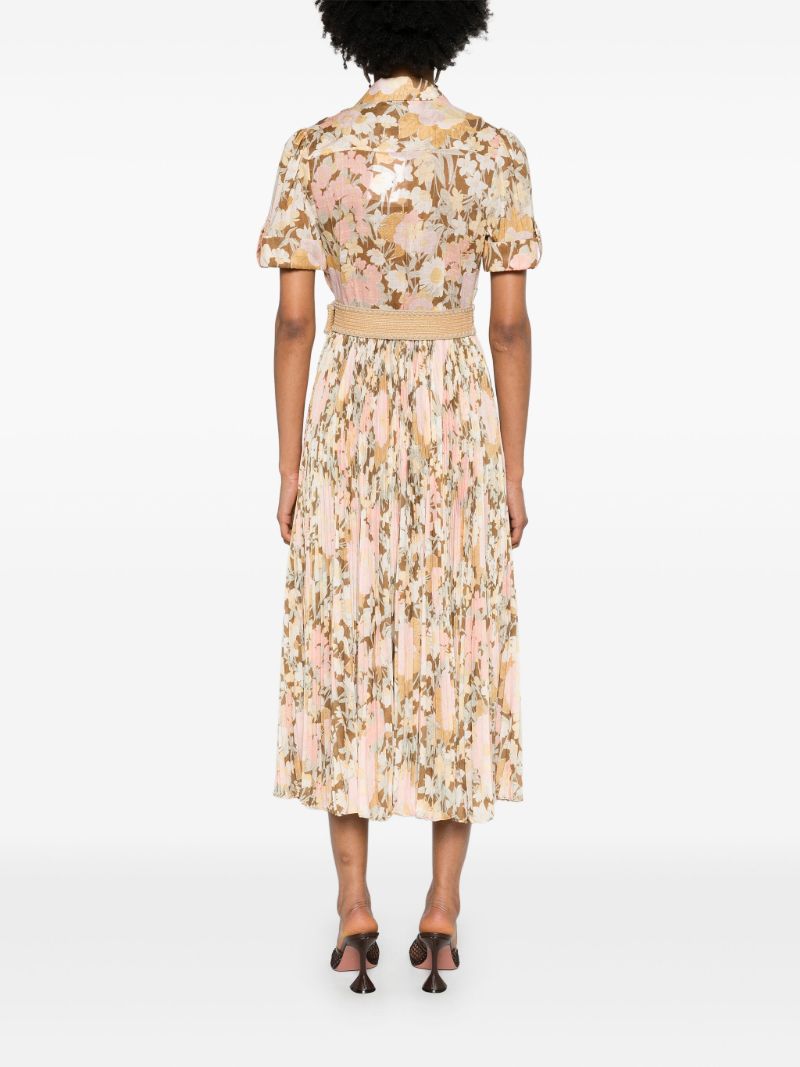 Neutral Pop Pleated Shirt Dress