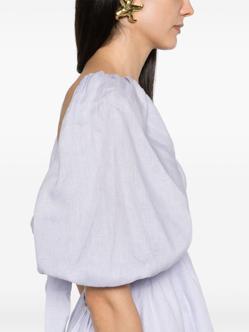 Lilac Scalloped Edges Linen Dress