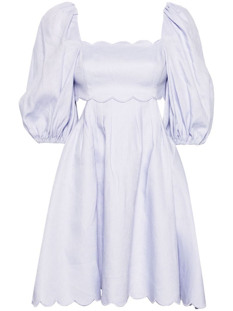 Lilac Scalloped Edges Linen Dress