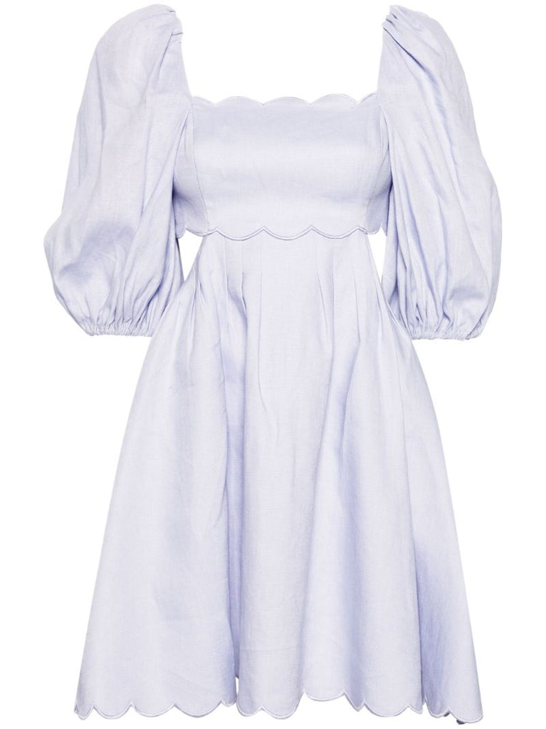 Lilac Scalloped Edges Linen Dress