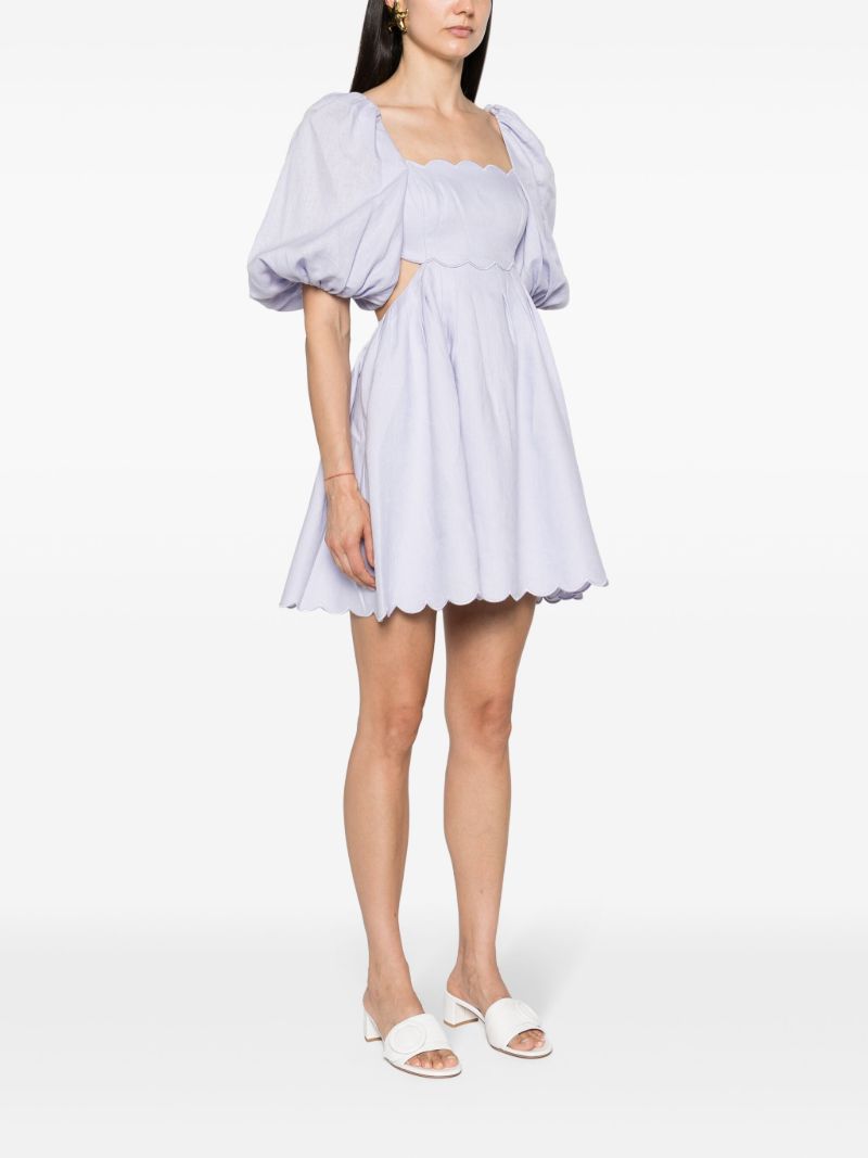 Lilac Scalloped Edges Linen Dress