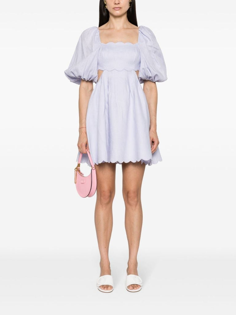 Lilac Scalloped Edges Linen Dress