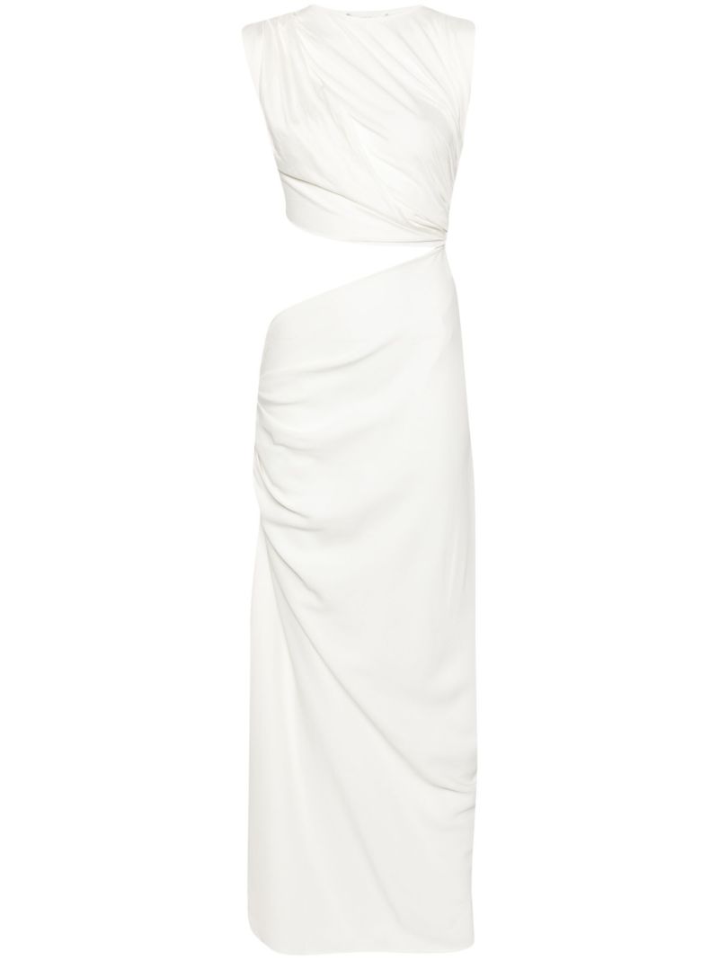 White Ribbed Twist Tank Silk Dress