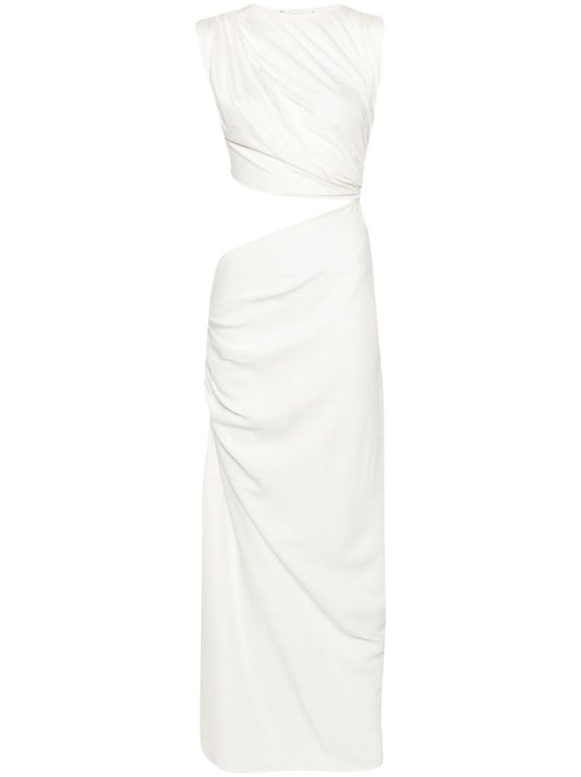 White Ribbed Twist Tank Silk Dress