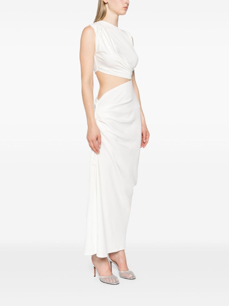 White Ribbed Twist Tank Silk Dress