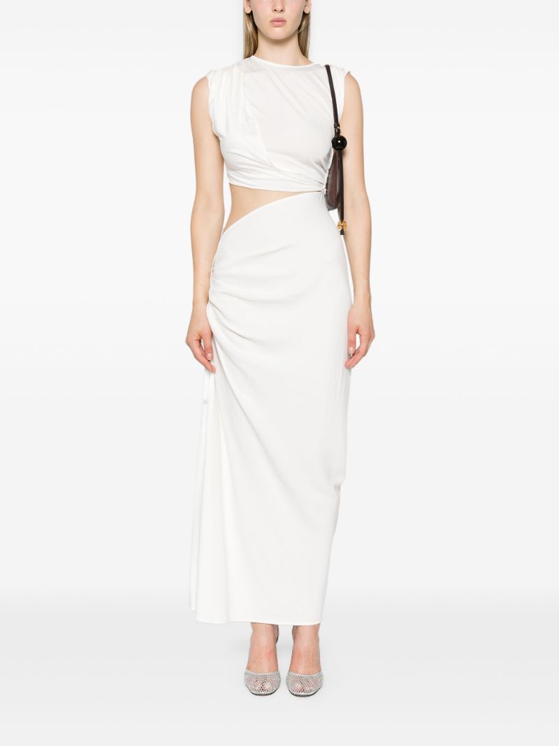 White Ribbed Twist Tank Silk Dress