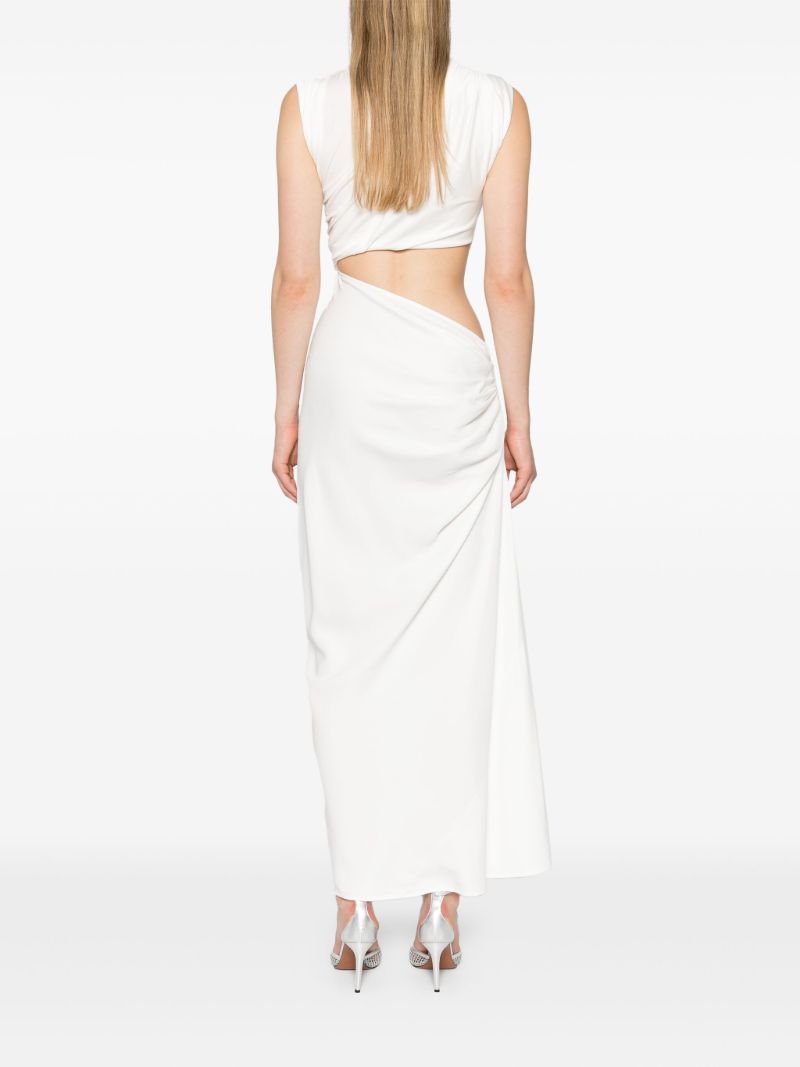 White Ribbed Twist Tank Silk Dress