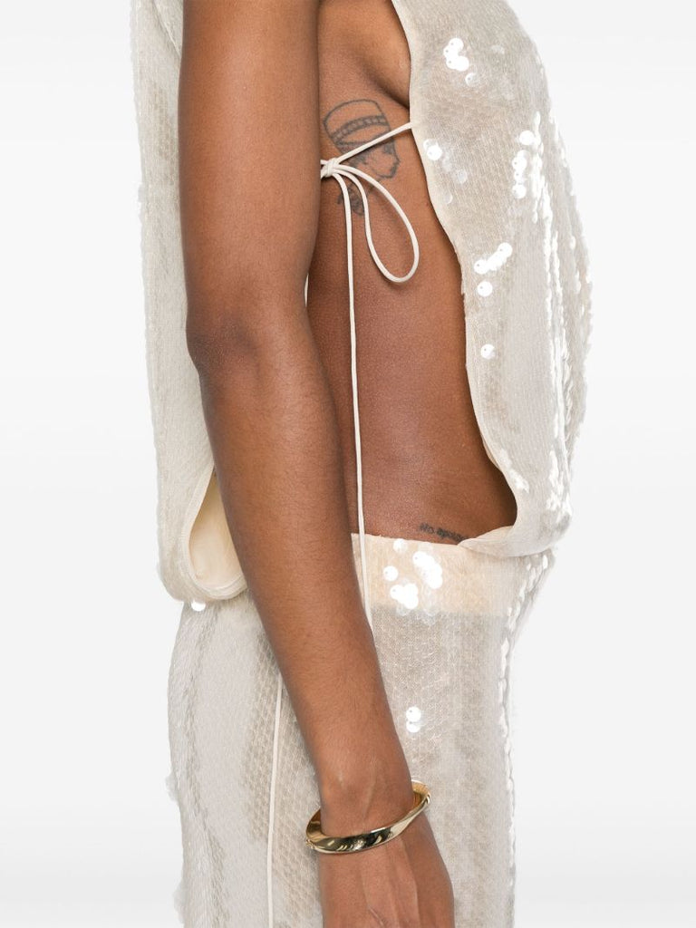 Neutral Sequined Maxi Dress