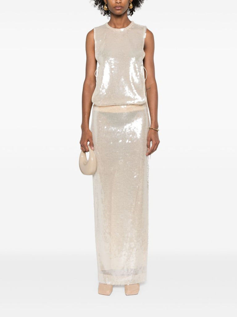Neutral Sequined Maxi Dress
