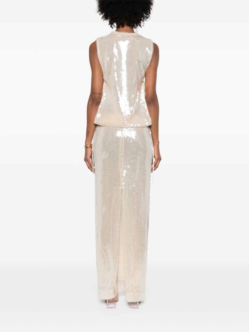 Neutral Sequined Maxi Dress
