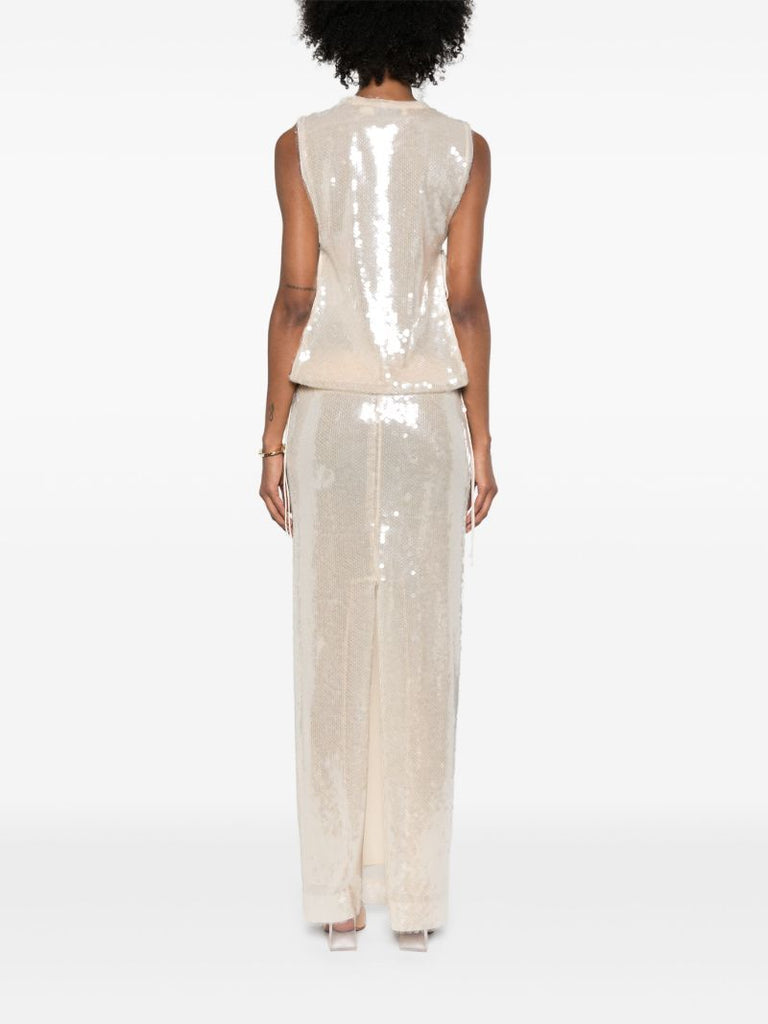 Neutral Sequined Maxi Dress
