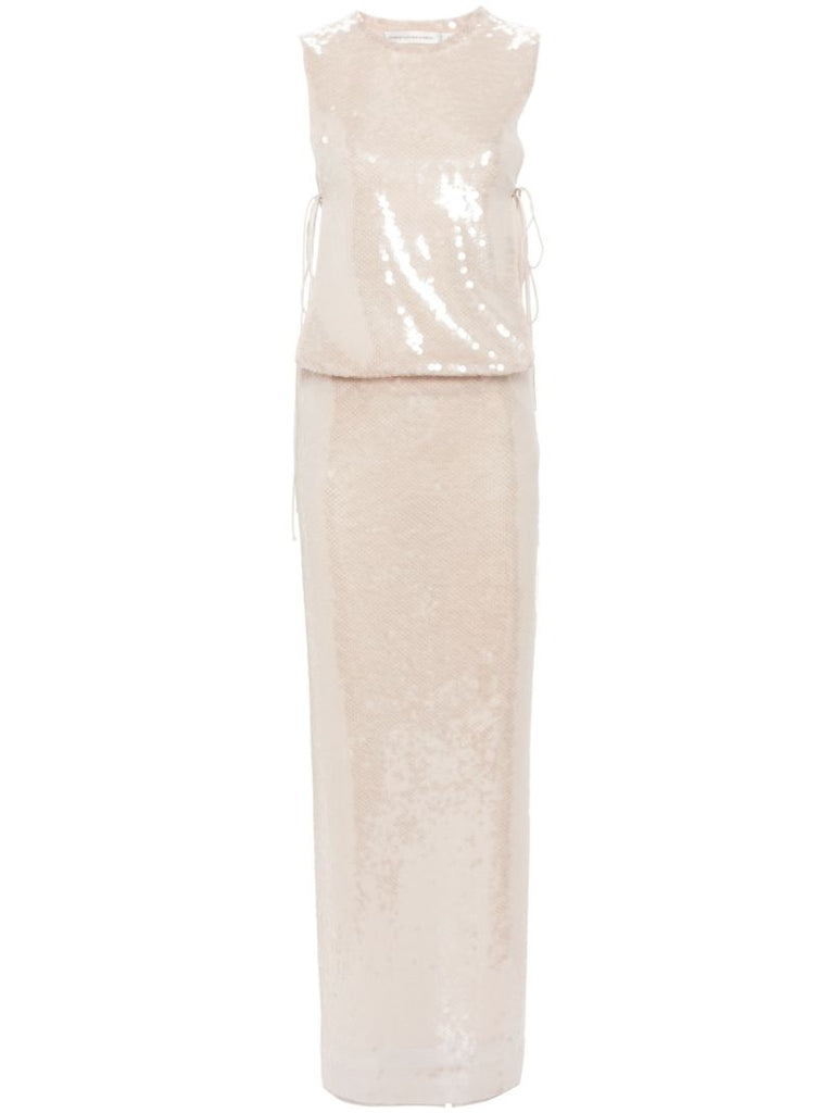 Neutral Sequined Maxi Dress