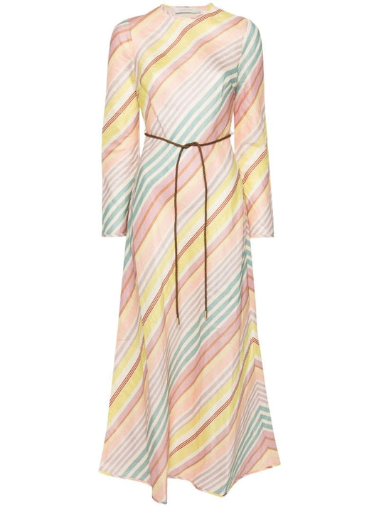 Multicolour Diagonal Stripes Maxi Dress