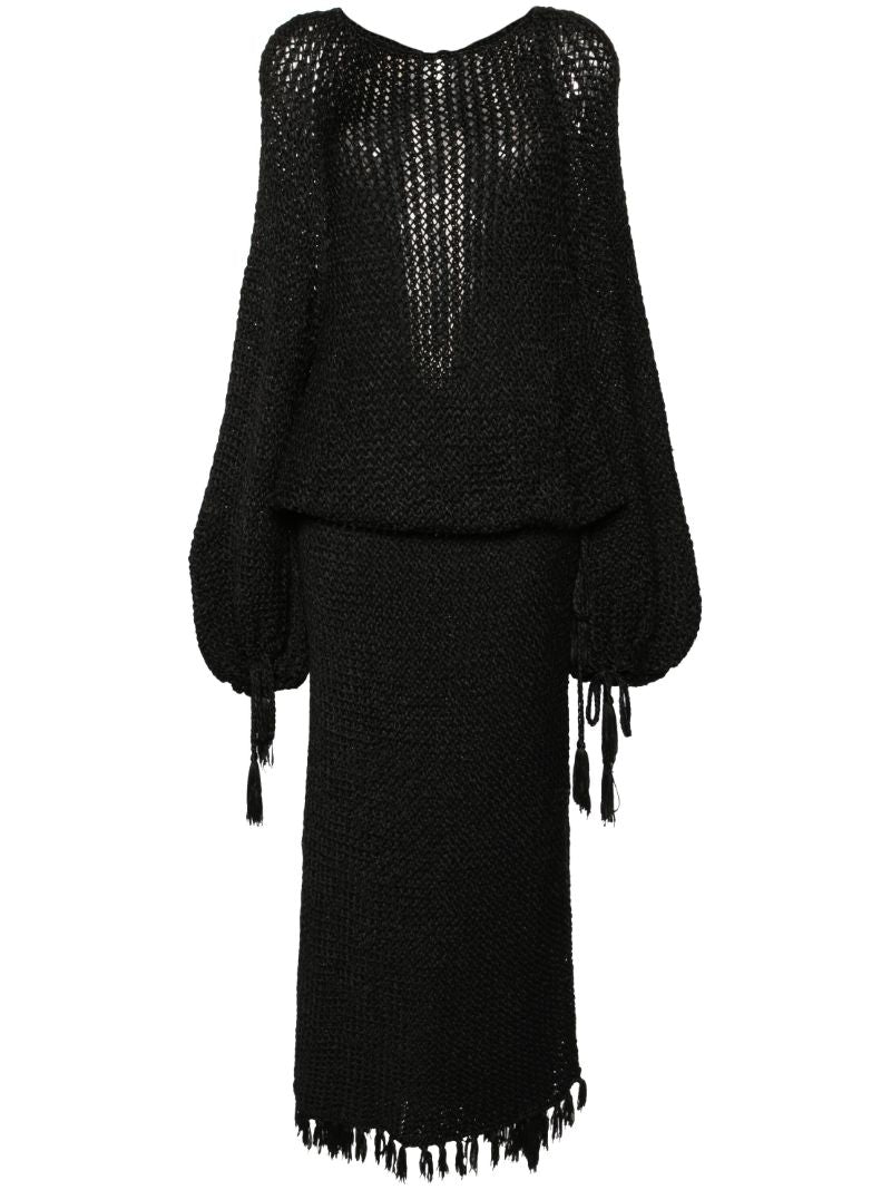 Black the Reagan Crochet Dress
