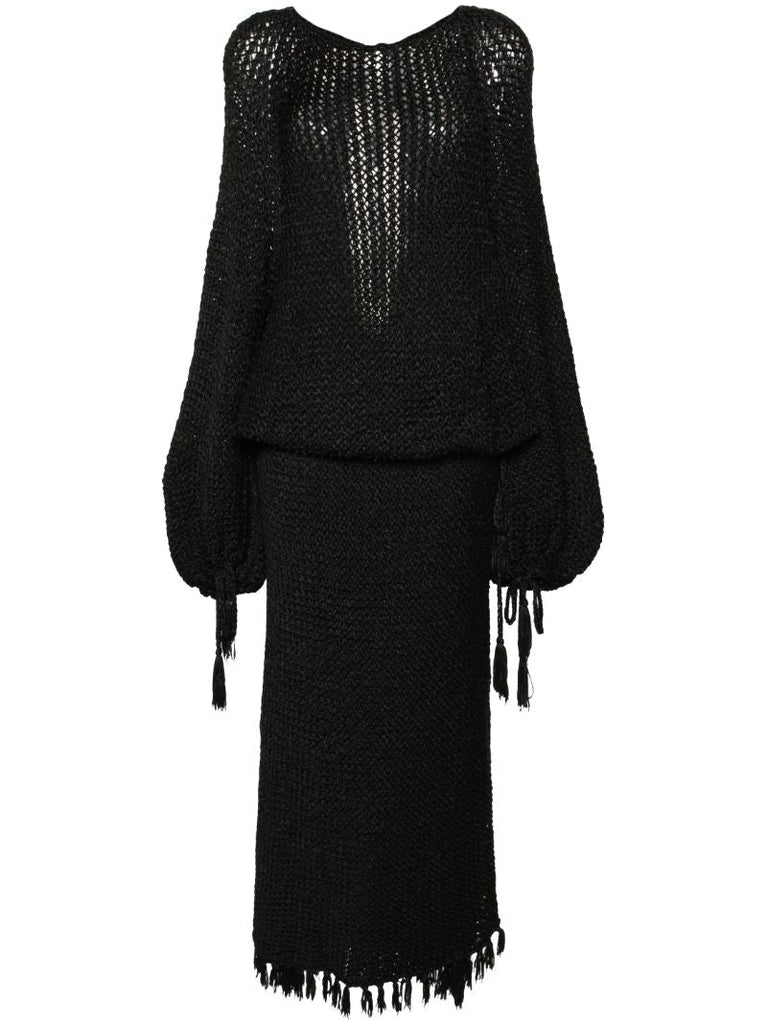 Black the Reagan Crochet Dress