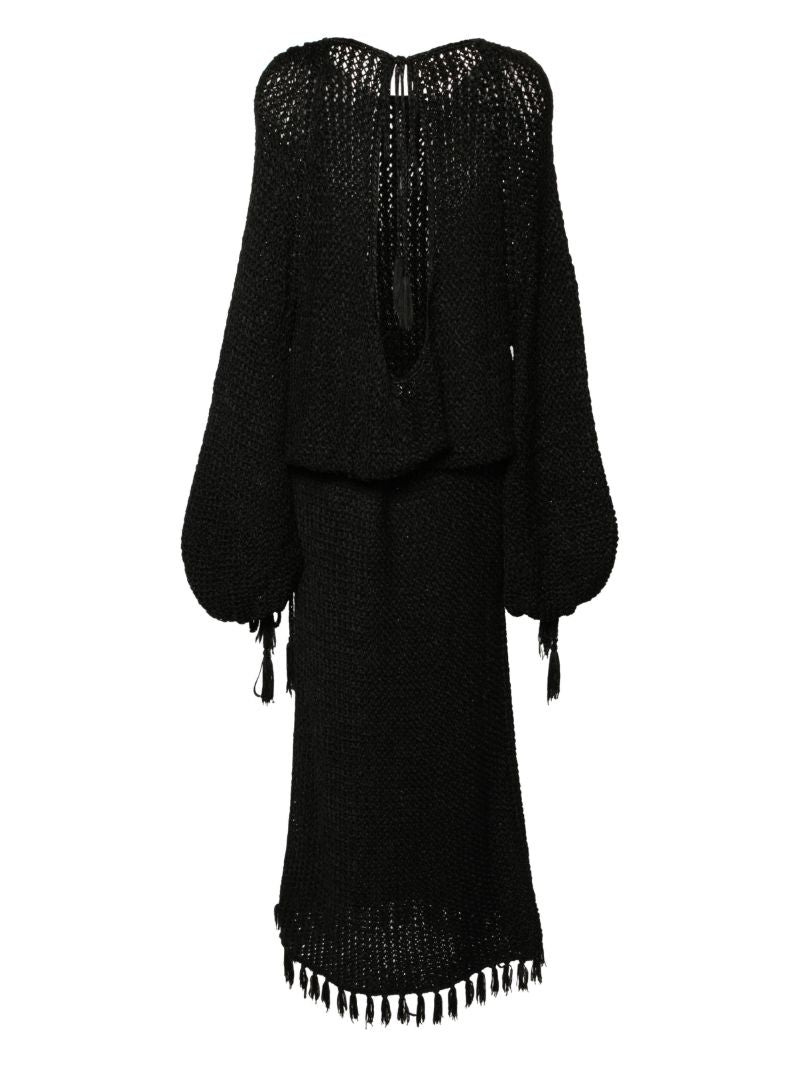 Black the Reagan Crochet Dress